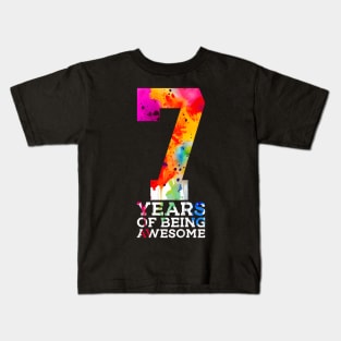 Kids 7 Years Of Being Awesome 7Th Birthday Kids T-Shirt